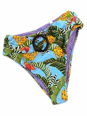 Farm Rio Tropical Belted High Rise Bikini Bottoms Size M EUC